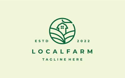 Line Art Green Nature Farm Agriculture Logo Design Vector