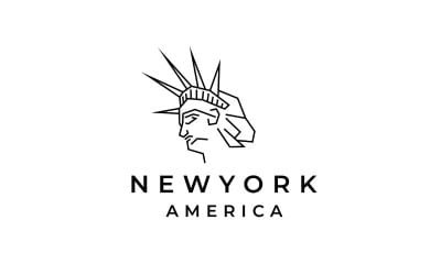 Line Art Statue of Liberty Logo Template. Liberty Statue Vector Illustration