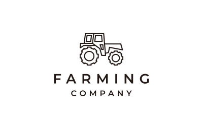 Line Art Tractor Farm Agriculture Logo Design