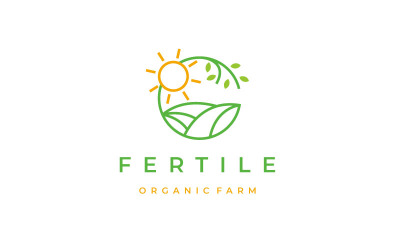 Line Art zöld természet Farm Mezőgazdaság Logo Design vektor sablon