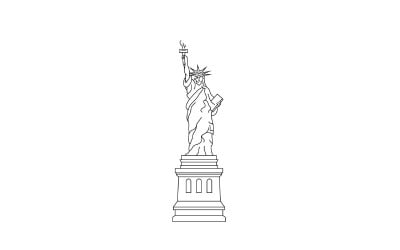 Linha Arte Estátua da Liberdade Ilustração Vetorial
