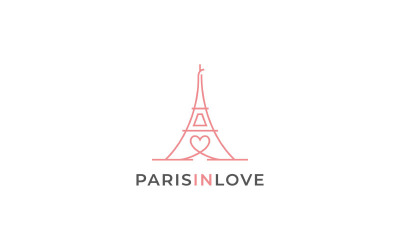 Лінія мистецтва Ейфелева вежа з серця любов дизайн логотипу