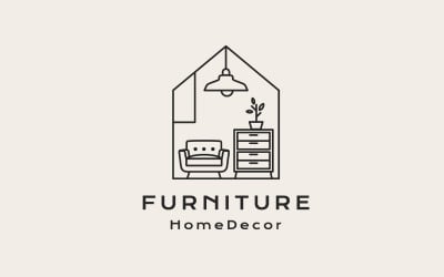 Modèle de conception de logo de meubles de maison d&amp;#39;art en ligne rétro
