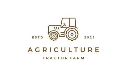 Modèle vectoriel de conception de logo d&amp;#39;agriculture de ferme de tracteur d&amp;#39;art en ligne