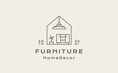 Retro Line Art House Meble do domu Szablon projektu Logo