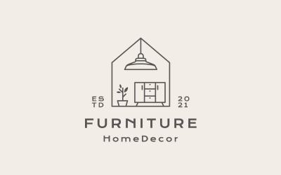 Ретро лінія арт-хаус меблі для будинку логотип шаблон оформлення