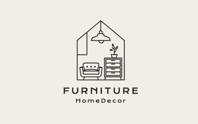 Szablon projektu logo Retro Line Art Home Furniture
