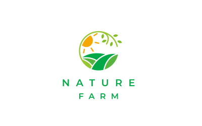 Zöld természet Farm Mezőgazdaság Logo Tervező Vektor sablon