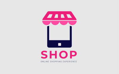 Design de logotipo para site de comércio eletrônico ou conceito de e-business para smartphone e loja