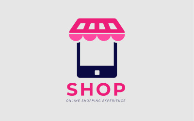 Logo-ontwerp voor e-commercewebsite of e-businessconcept voor smartphone en winkel