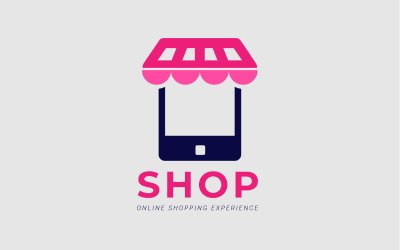 Logotypdesign för e-handelswebbplats eller e-affärskoncept för smartphone och butik