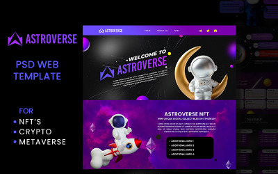 ASTROVERSE - NFT&amp;#39;S/CRYPTO Plantilla web PSD de una página
