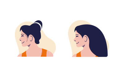 Kvinnlig porträtt platt illustration design