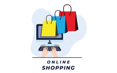 Online shopping platt illustration mall design gratis
