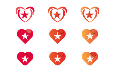 plantilla de conjuntos de iconos de corazón y estrella coloridos