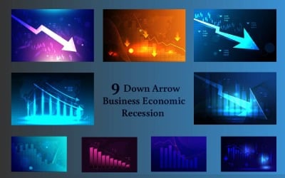 9 Down Arrow Bar Graph Chart Business Economic Récession