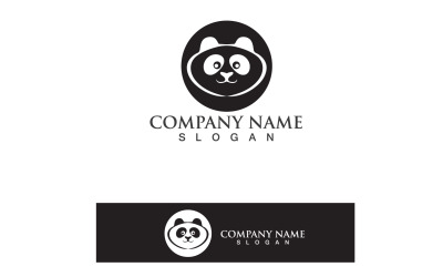 Panda Logo Blanco y negro Cabeza Vector V12