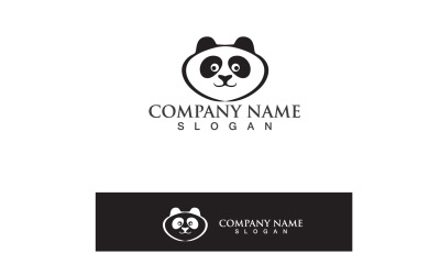 Panda Logo Blanco y negro Cabeza Vector V4