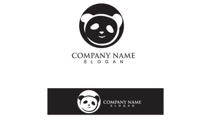 Panda Logo Blanco y negro Cabeza Vector V9