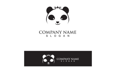 Panda Logo Cabeza en blanco y negro Vector V14
