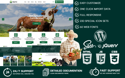 Agrico — тема WordPress для сельского хозяйства и органической фермы
