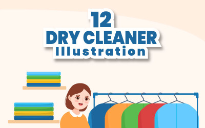 12 Chemische Reinigung Geschäft Service Illustration