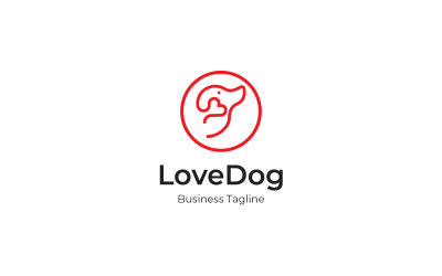 Modello di progettazione del logo di amore del cane
