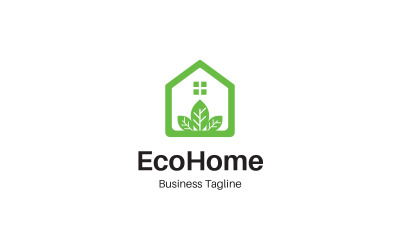 Modello di progettazione del logo verde della casa ecologica
