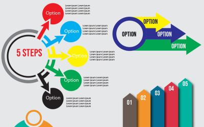 Modelo de cinco elementos de infográfico moderno para etapas e muito mais