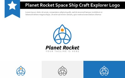 Planet Rocket Space Ship Craft Explorer Line Logo
