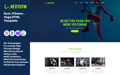 NextGym - HTML-Vorlage für Fitnessstudio, Fitness und Yoga