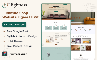 Highness - Möbelbutikens webbplats Figma UI Kit