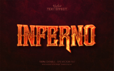 Inferno - 可编辑的文本效果、闪亮的火焰纹理文本样式、图形插图
