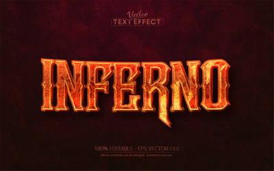 Inferno - upravitelný textový efekt, styl textu textury lesklého ohně, ilustrace grafiky
