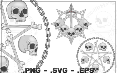 Bone Star Skull Vector Design With Chains
