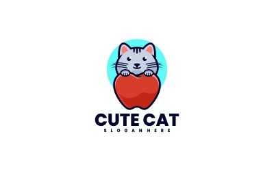 Design de logotipo simples de gato fofo