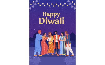 Diwali firande platt vektor banner mall