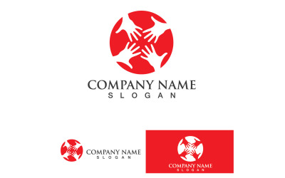 Logotipo de amigo del grupo comunitario del equipo de cuidado de manos V6
