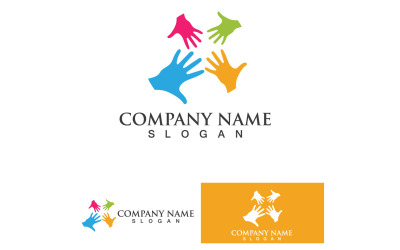 Logotipo de amigo del grupo comunitario del equipo de cuidado de manos V8
