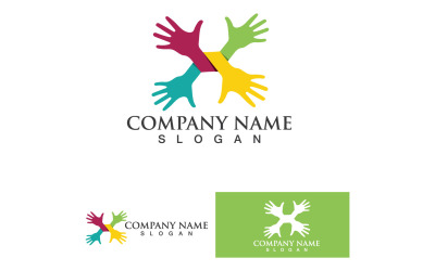 Logotipo de amigo del grupo comunitario del equipo de cuidado de manos V9
