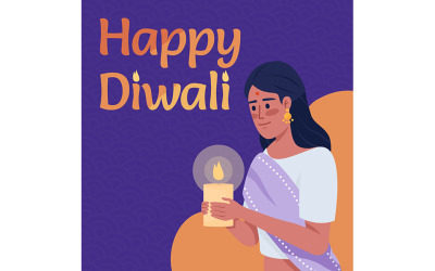 Modello di biglietto di auguri felice Diwali