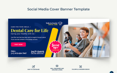 Dental Care Facebook Cover Banner Design Template-15