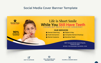 Tandheelkundige zorg Facebook Cover Banner ontwerpsjabloon-09