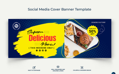 Étel és étterem Facebook borító banner tervezősablon-07