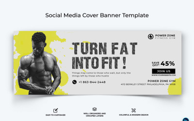 Fitness Facebook Cover Banner ontwerpsjabloon-30