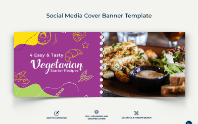 Food and Restaurant Facebook Cover Banner Design Template-25