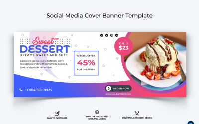 Food and Restaurant Facebook Cover Banner Design Template-45