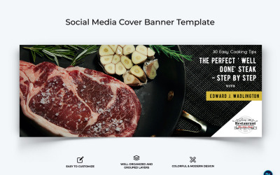 Mat och restaurang Facebook Cover Banner Design Mall-29