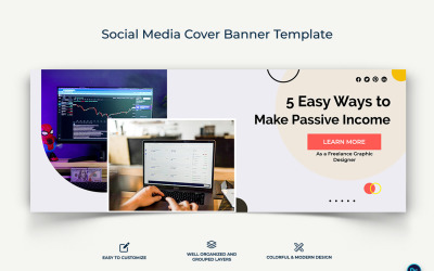 Online peněžní výdělky Facebook šablona návrhu obálky banneru-06