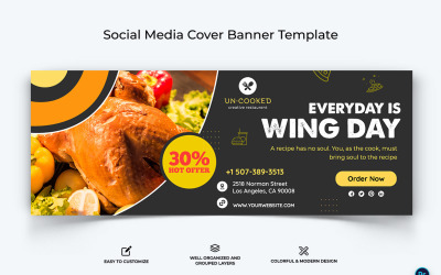 Étterem és étel Facebook borító banner tervezősablon-01
